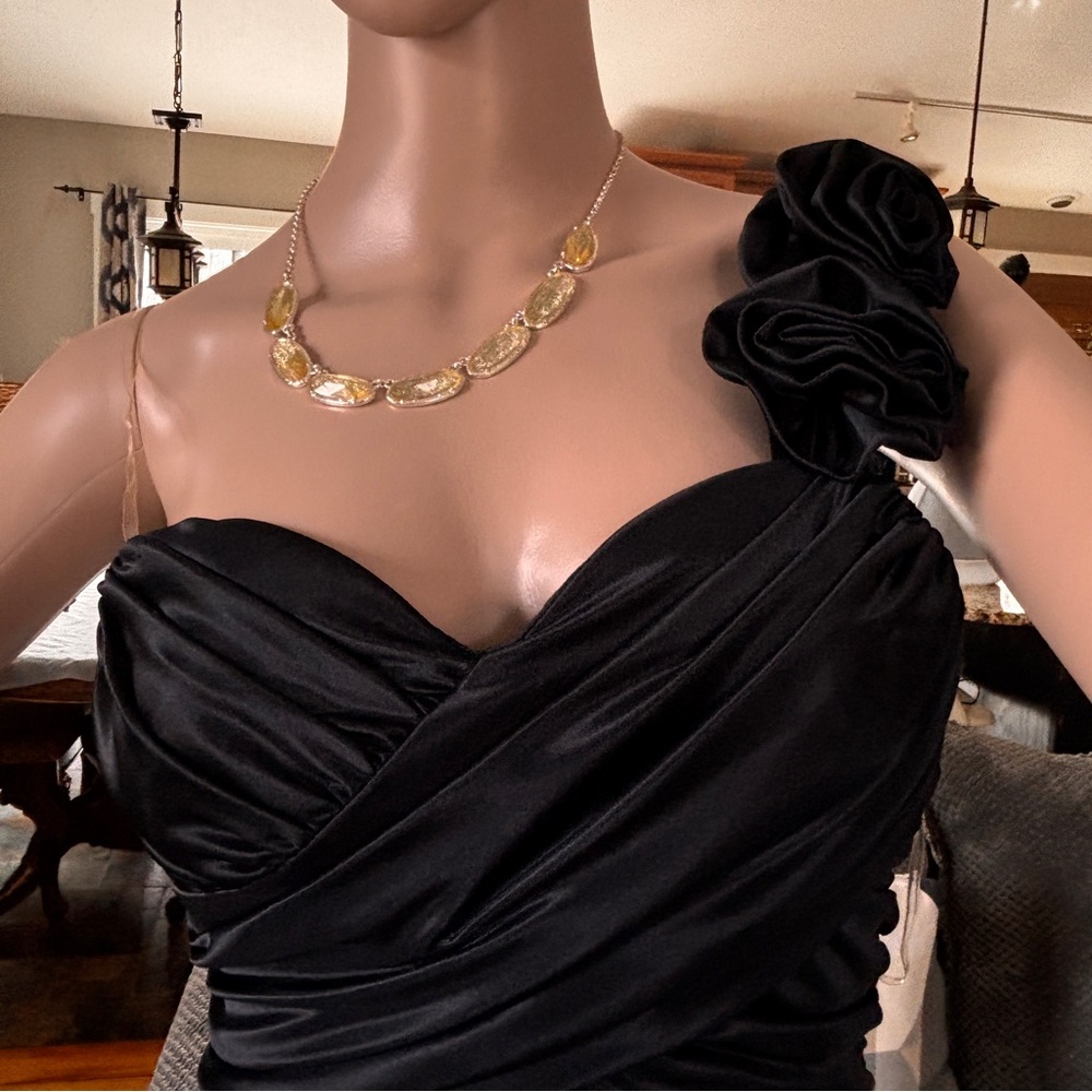 My Michelle Black One-Shoulder Ruffled Cocktail Dress